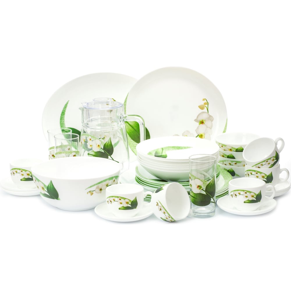 Изображение товара Столовый набор LUMINARC DIWALI WHITE ORCHID 46 предметов для сервировки дома