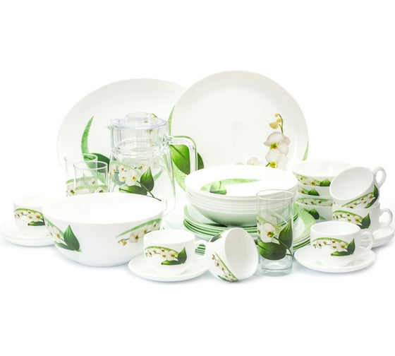 Изображение товара Столовый набор LUMINARC DIWALI WHITE ORCHID 46 предметов P0328
