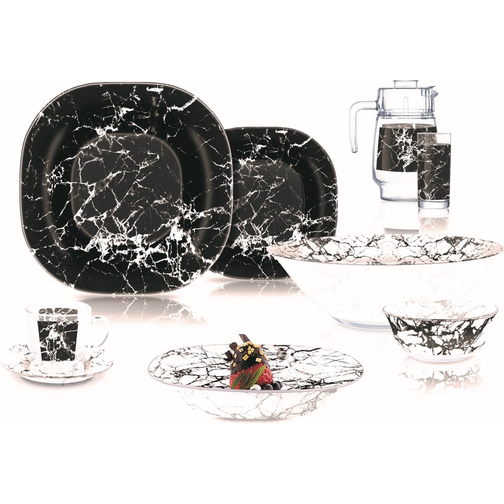 Изображение товара Столовый набор LUMINARC CARINA MARBLE BLACK 44 предмета стекло