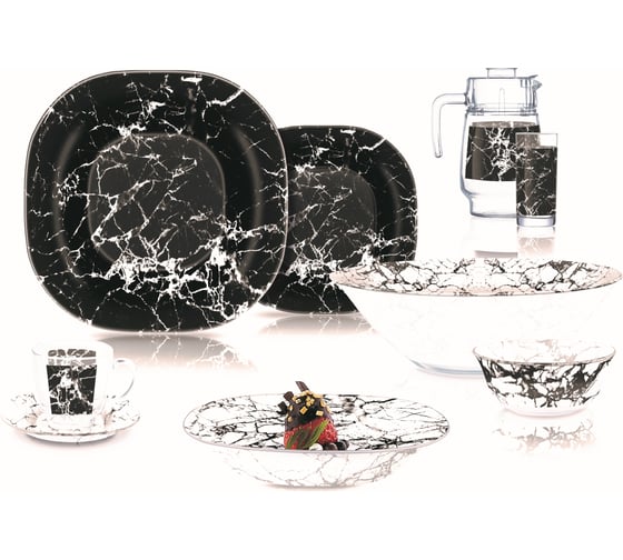 Изображение товара Столовый набор LUMINARC CARINA MARBLE BLACK 44 предмета V2709