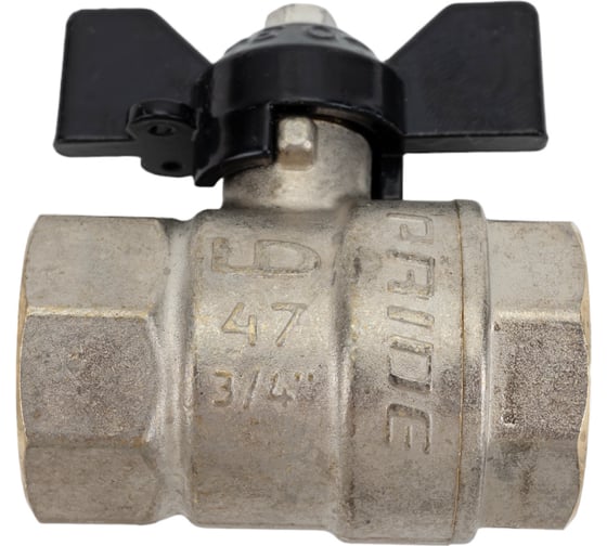 Изображение товара Шаровой кран LD Pride латунь никель Ду20 Ру40 ВР полнопроходной бабочка 007-9924