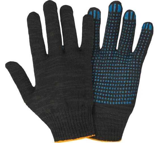 Изображение товара Перчатки Fort х/б с ПВХ, 10 класс, 4 нити, 40г, черные 00501442070