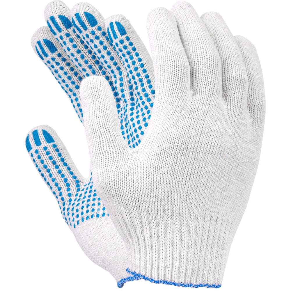 Изображение товара Перчатки хлопчатобумажные с ПВХ FORT 10 класс универсальные белые