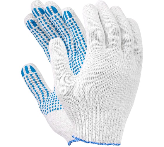 Изображение товара Перчатки хлопчатобумажные с ПВХ FORT 10 класс, 4 нити, 40гр, белые 00-10010831