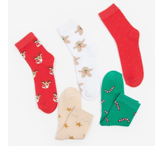Изображение товара Набор женских носков KAFTAN Marry xmas, р. 36-40 (23-25 см), 5 пар 7989258