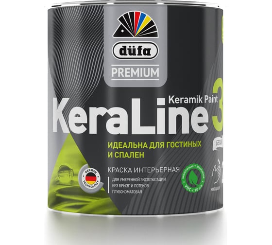 Изображение товара Краска Dufa Premium ВД KeraLine 3, база 3, 0,9 л МП00-006515