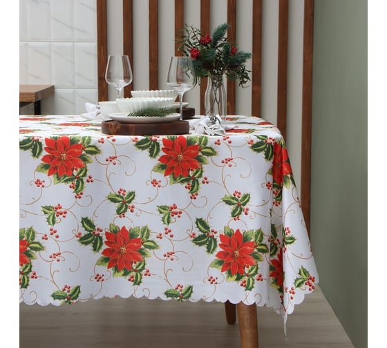 Изображение товара Скатерть Доляна "В преддверии Рождества" 145х260 см, 100% полиэстер 9580643