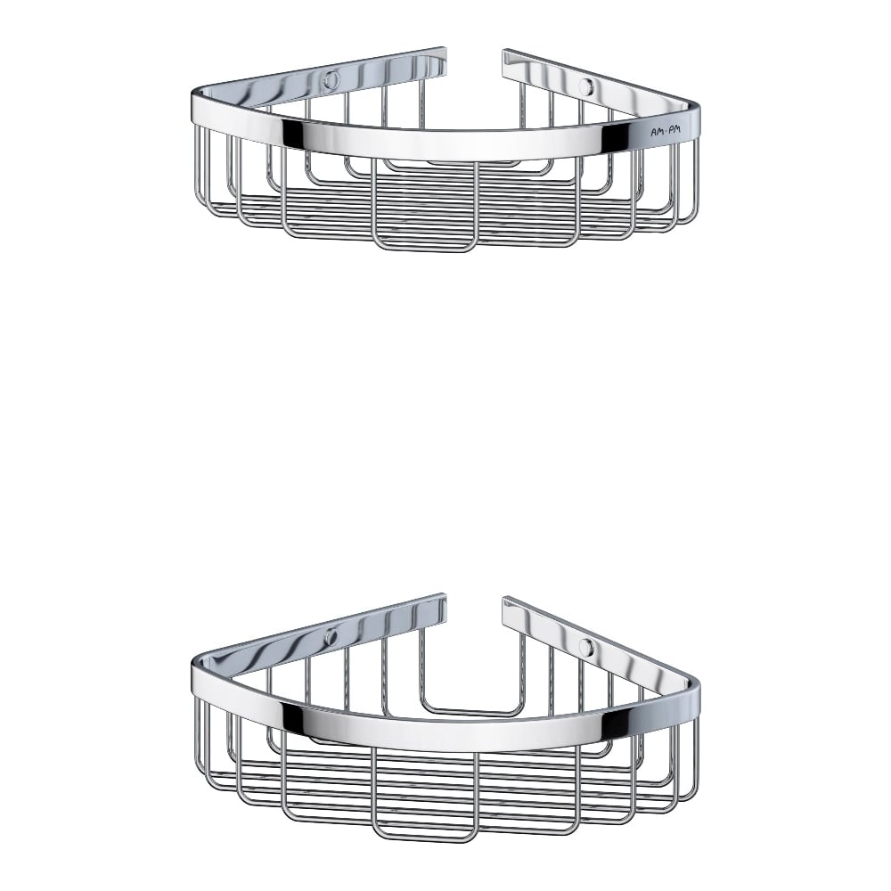 Изображение товара Угловая двухъярусная корзина для душа AM.PM Sense L хром сталь современная