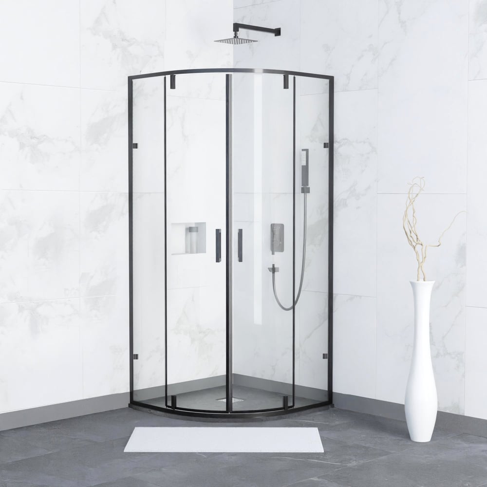 Изображение товара Душевой уголок RGW 90x90x185 полукруг черный прозрачное стекло