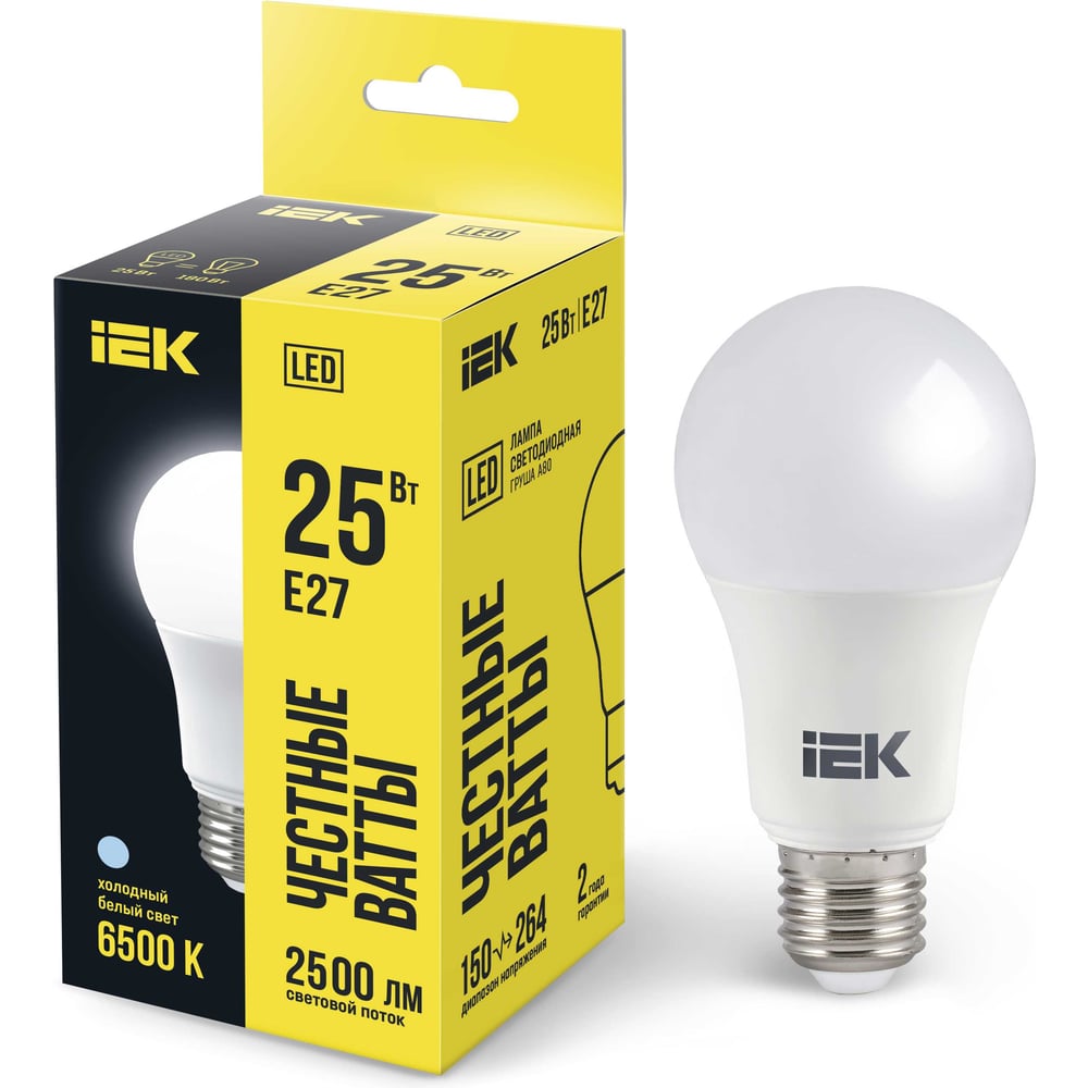 Лампа LED A80 груша IEK 25Вт 230В 6500К E27 LLE-A80-25-230-65-E27
