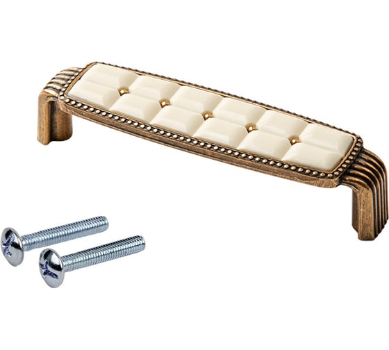 Изображение товара Ручка-скоба Kerron комплект из 4 шт. с фарфором, 96 мм, античная бронза/беж, SF21-18-96 AB SET4(SF21-18-96 AB)