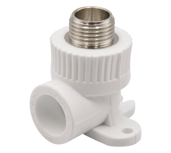 Изображение товара Комбинированный уголок VRT 20х1/2 нар., с креплением, белый, Россия EVER plast 538275