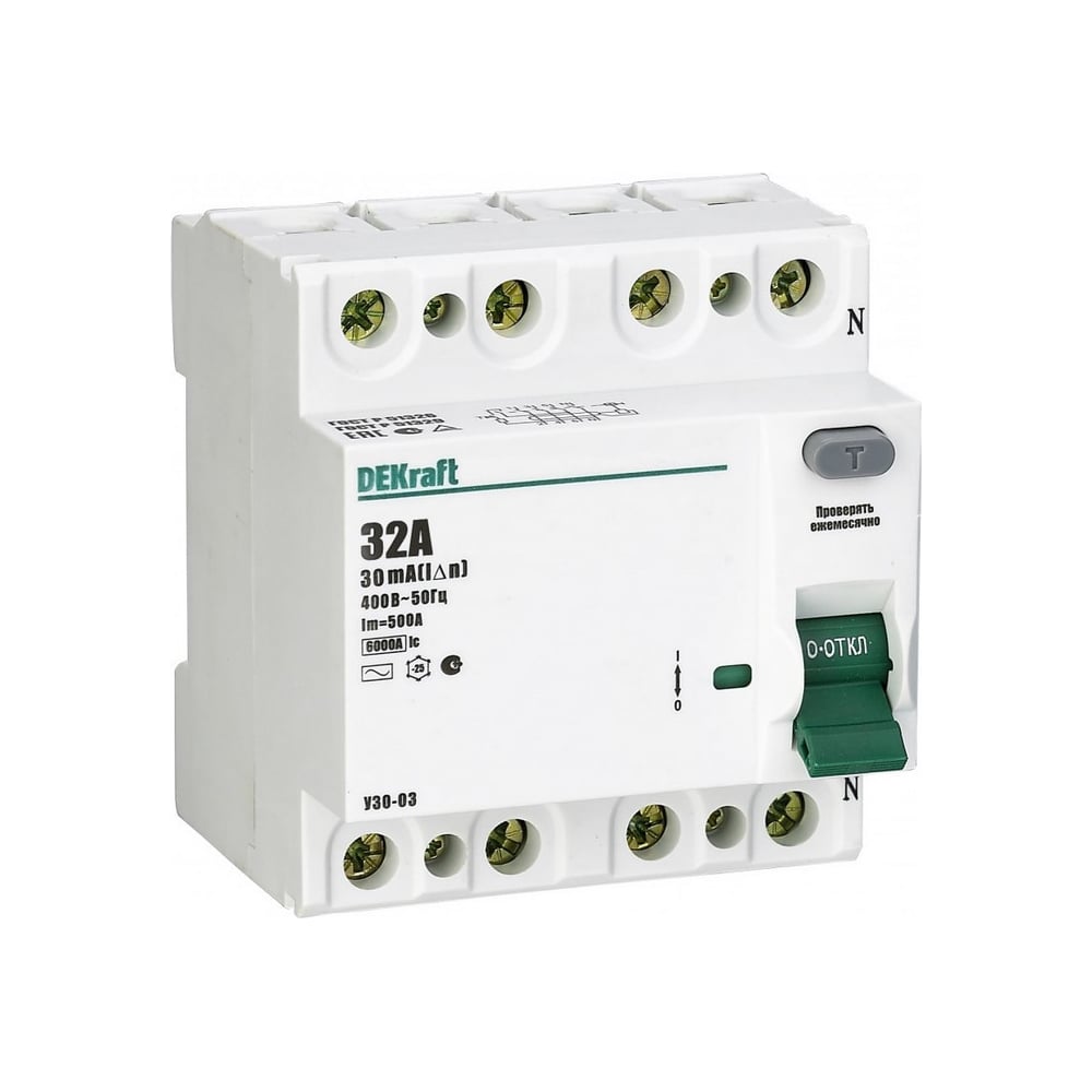 Изображение товара Выключатель дифференциального тока DEKraft УЗО03-4Р-080А-300 14253DEK