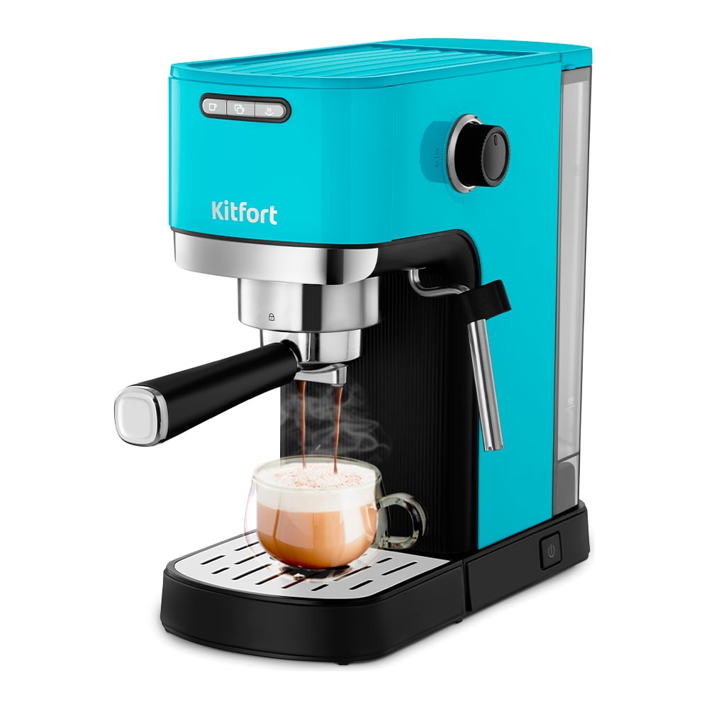 Изображение товара Кофеварка KITFORT КТ-7461 рожковая для эспрессо и капучино синяя