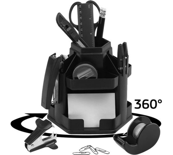 Изображение товара Настольный набор Attache JC805 черный, вращающийся, 17 предметов 168559