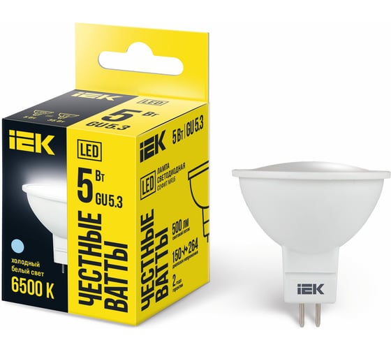 Изображение товара Лампа IEK LED MR16 софит 5вт 230В 6500К GU5.3 LLE-MR16-5-230-65-GU5