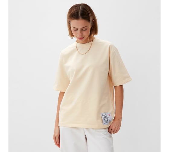 Изображение товара Женская футболка MINAKU оверсайз : One Most Brand цвет молочный, р-р 50 10362249