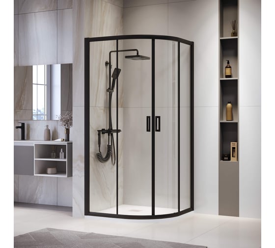 Изображение товара Душевой уголок RGW 80х80х195 PA-52-B полукруг/черный/прозрачное/6 мм (775-795х775-795) (Easy) 03085288-14
