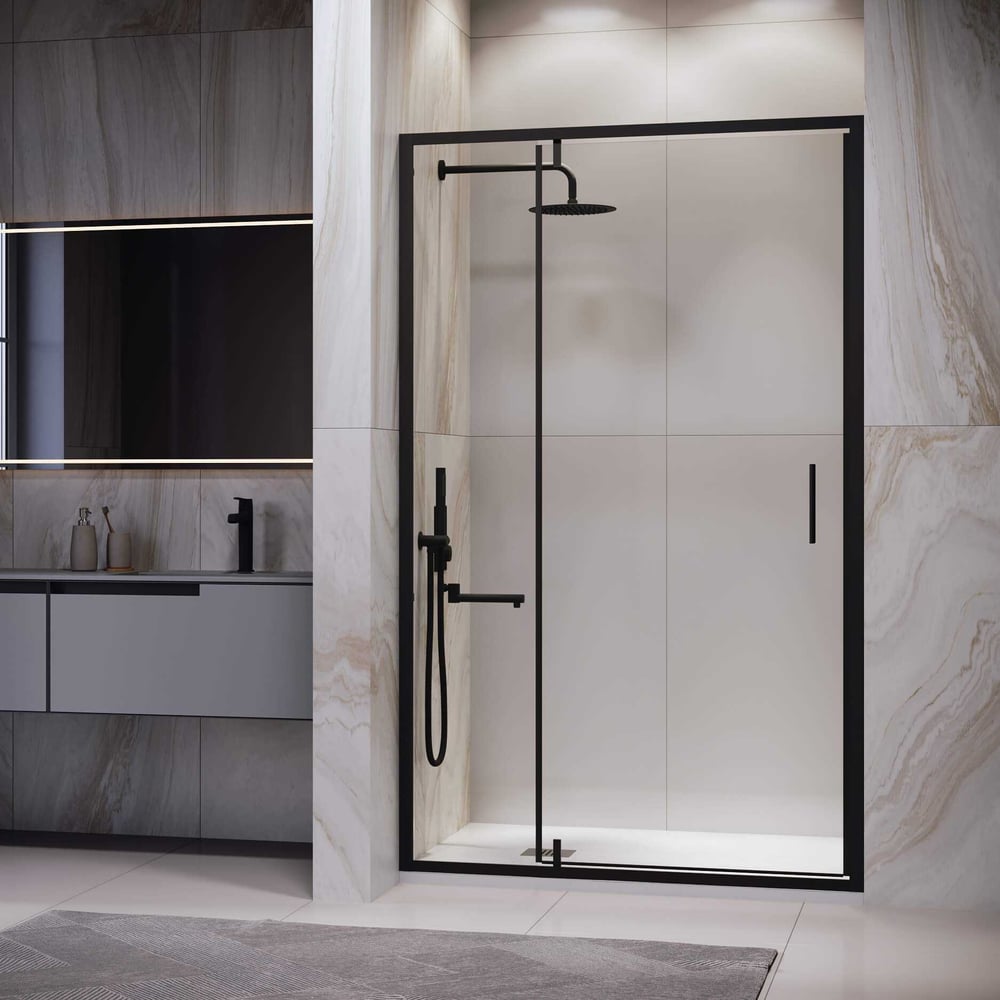 Изображение товара Душевая дверь RGW 120х195 LE-103-B черная прозрачная 6 мм