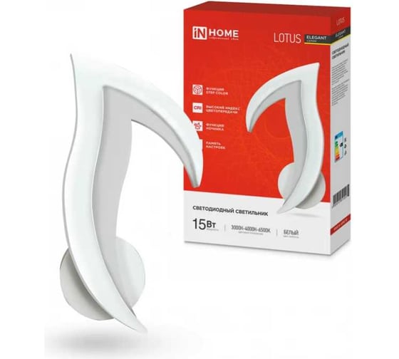 Изображение товара Светильник светодиодный IN HOME ELEGANT LOTUS 15Вт 230В 3000-6500K 1200Лм STEP COLOR белый 4690612051420