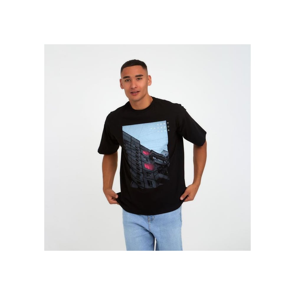 Изображение товара Футболка мужская KAFTAN "Окна" черный, размер 48 7025365