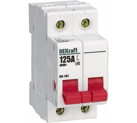 Изображение товара Выключатель нагрузки Dekraft ВН-102, 2 Р, 125 А, 400 В 17018DEK