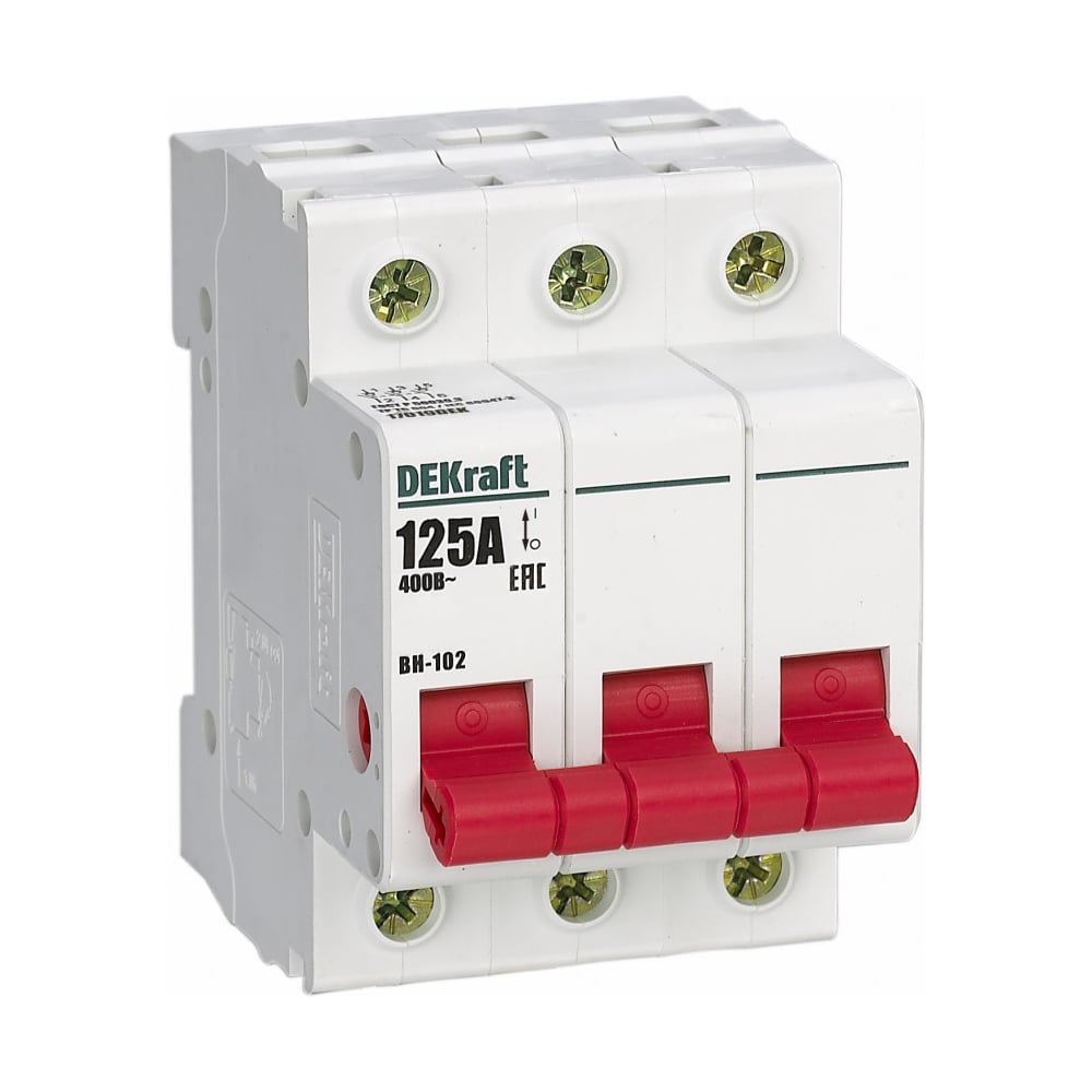 Изображение товара Выключатель нагрузки Dekraft ВН102-3Р-125А 17019DEK 220/380 В Модульный