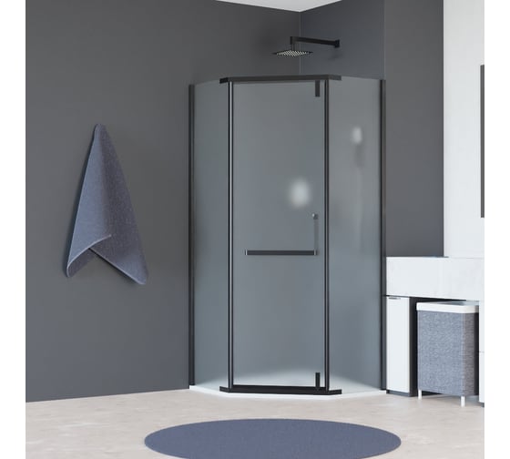 Изображение товара Душевой уголок RGW 100х100х195 HO-081-B трапеция/черный/сатинат/8 мм (2 уп.) 350608100-24