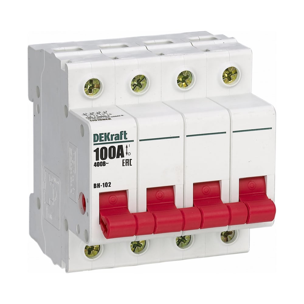 Изображение товара Выключатель нагрузки Dekraft ВН102-4Р-100А модульный 220/380 В белый
