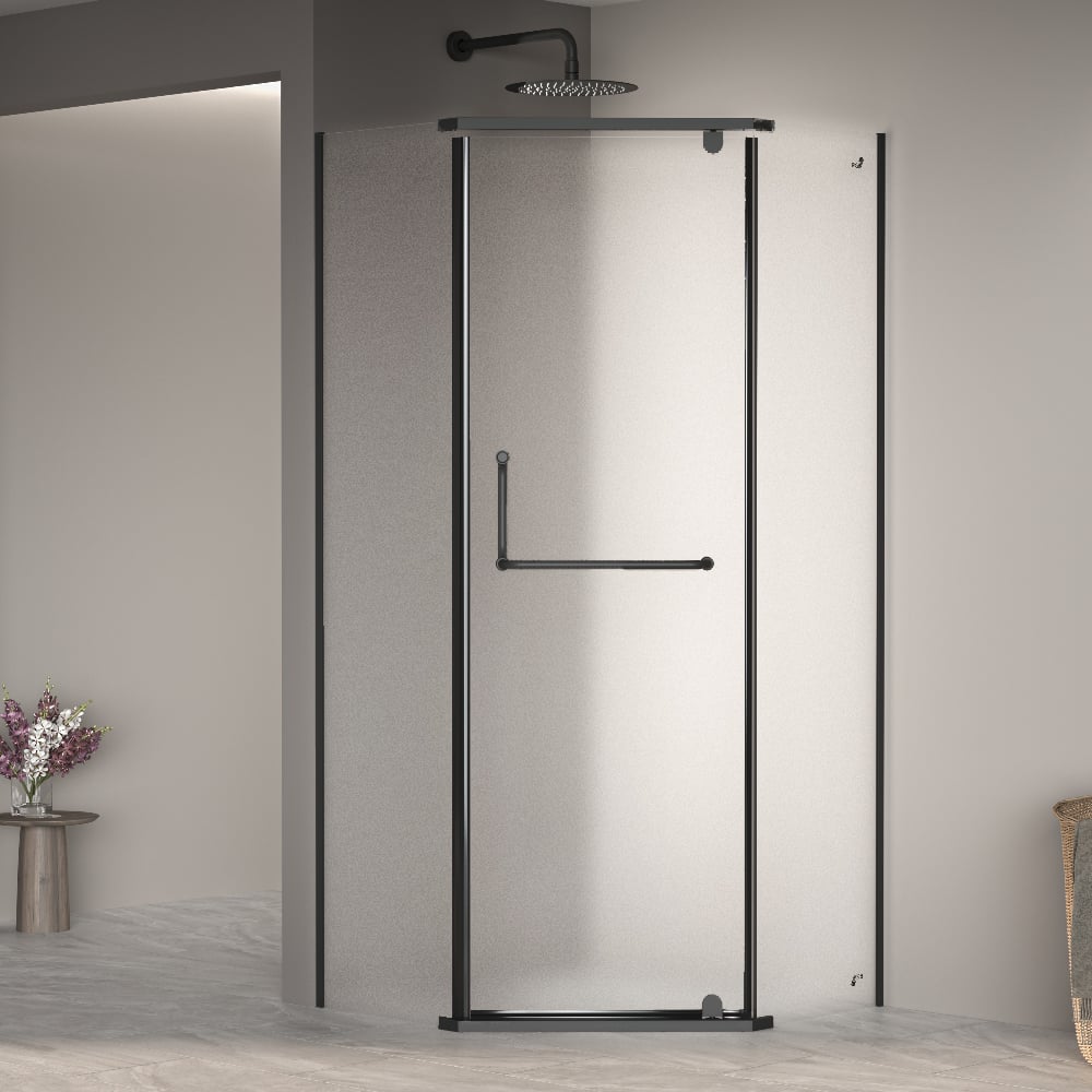 Изображение товара Душевой уголок RGW 80х80х195 PA-081 B трапеция черный матовое стекло