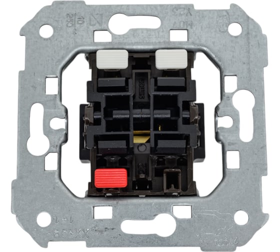 Изображение товара Двухклавишный кнопочный выключатель Simon 1 вход 2 выхода, 10А 250В 75399-39