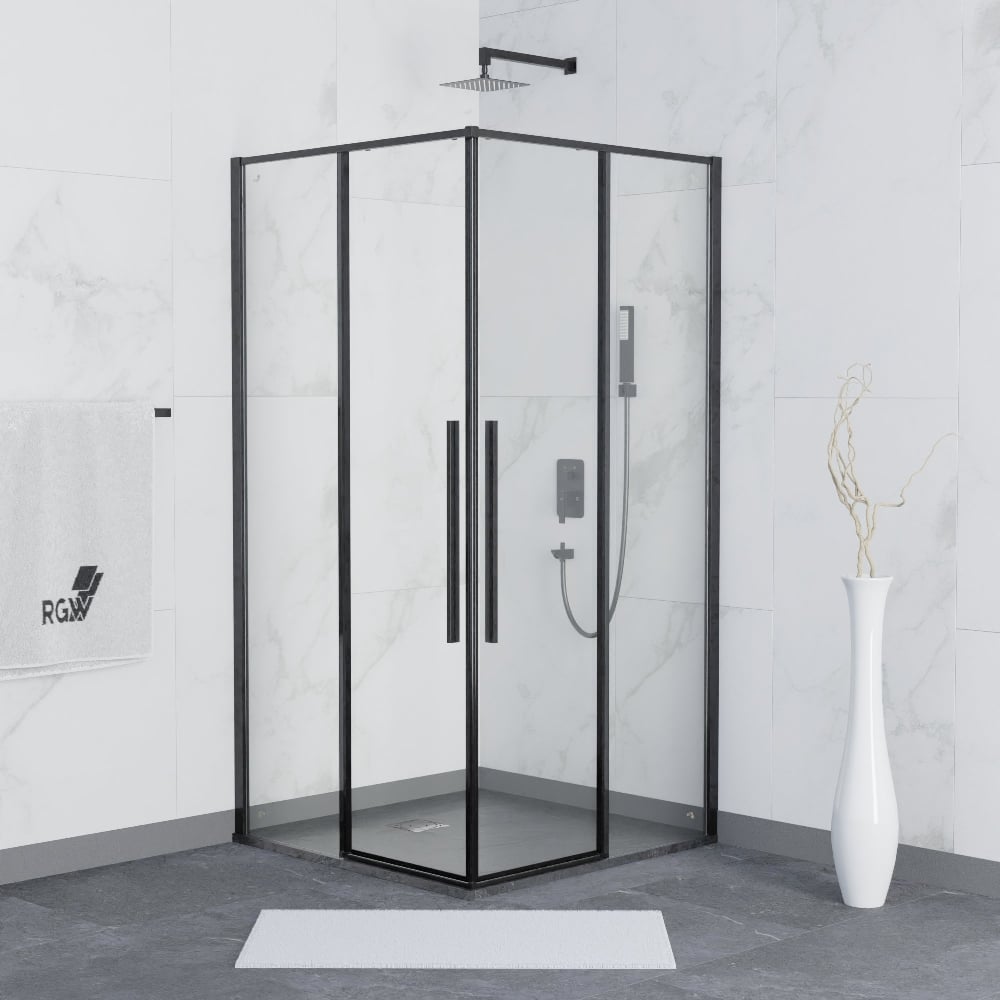 Изображение товара Душевой уголок RGW 80х80х195 SV-31-B черный с прозрачными шторками