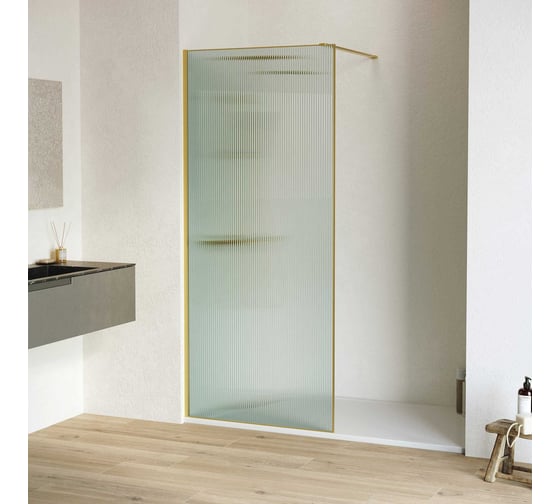 Изображение товара Душевая перегородка RGW 120х195 WA-08-G золото, Ribbed, 8 мм, Easy 06100812-156