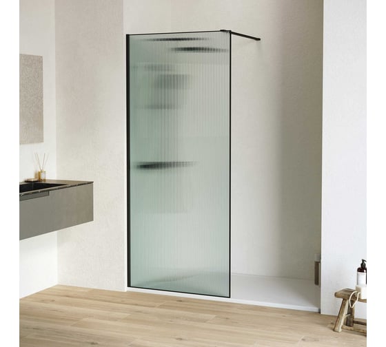 Изображение товара Душевая перегородка RGW 90х195 WA-08-B черный, Ribbed, 8 мм, Easy 06100809-154