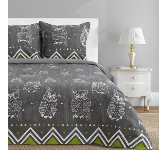 Изображение товара Комплект постельного белья Этель 1.5 сп Ушастые совы (вид 1) 143x215 см,150x214 см, 70x70 - 2 шт, бязь 3988356