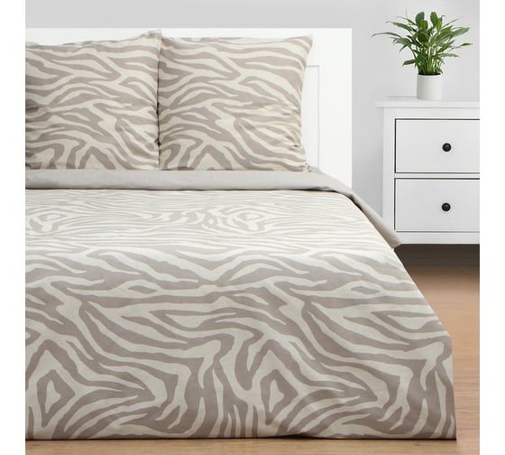 Изображение товара Комплект постельного белья Этель 1.5 сп Beige zebra, 143x215 см,150x214 см, 70x70 см 2 шт,бязь 125 г/м2 9946988