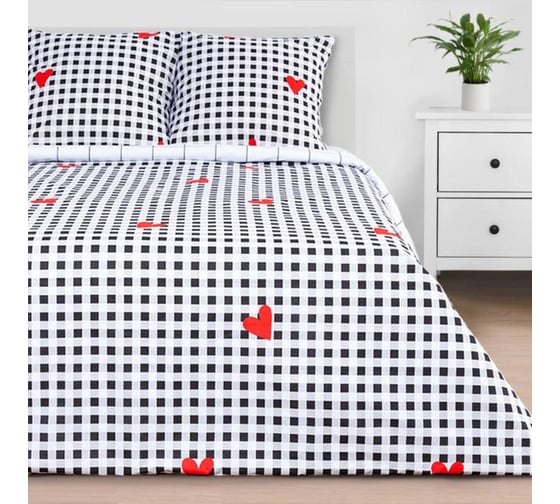 Изображение товара Комплект постельного белья Этель 2 сп Big love 175x215 см, 200x220 см, 70x70 см -2 шт, бязь 5181633