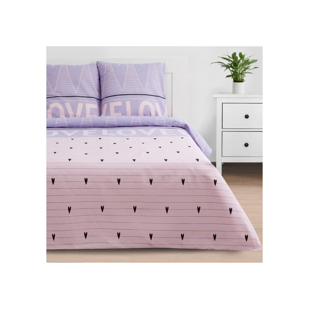 Изображение товара Комплект постельного белья Этель Violet love 1.5 сп., бязь, 143x215 см, наволочки 70x70 см