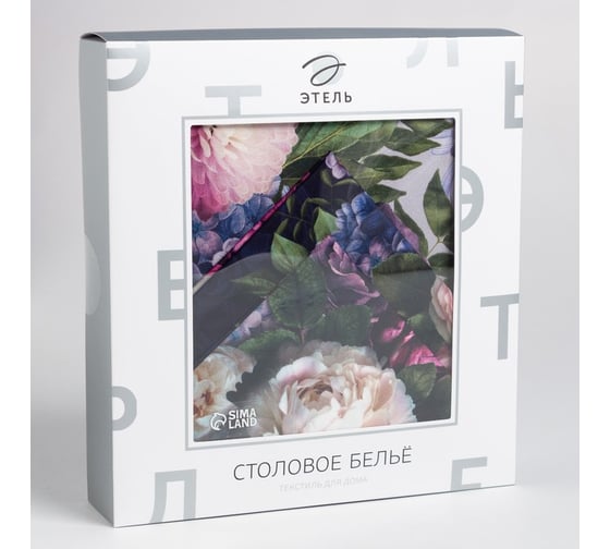 Изображение товара Набор столовый Этель Цветочный этюд, скатерть 212x149 см, салф. 40x40 см-12 шт, 100% хлопок 3000519