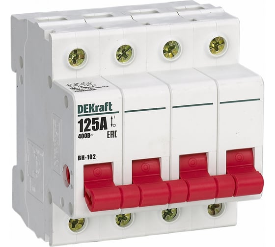Изображение товара Выключатель нагрузки Dekraft ВН-102, 4 Р, 125 А, 400 В 17020DEK