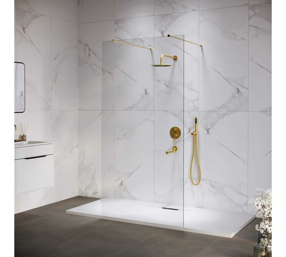 Изображение товара Душевая перегородка RGW 140х195 WA-016-Gb золото брашированное, прозрачное, 8 мм 35101614-16