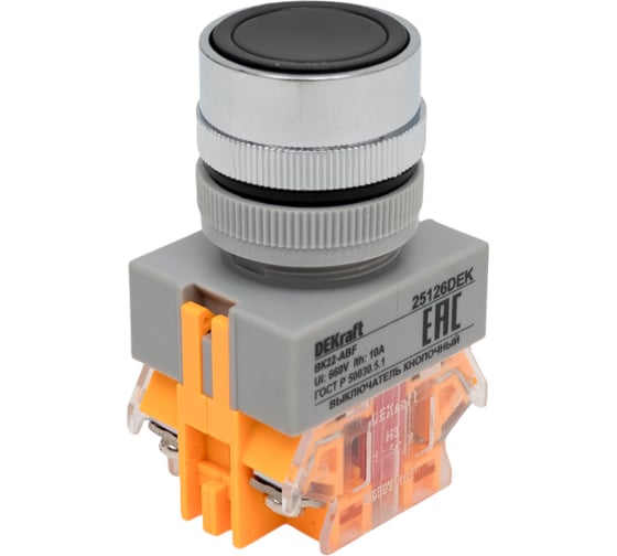 Изображение товара Кнопочный выключатель DEKraft ВК-22 10 А IP54 черный 25126DEK