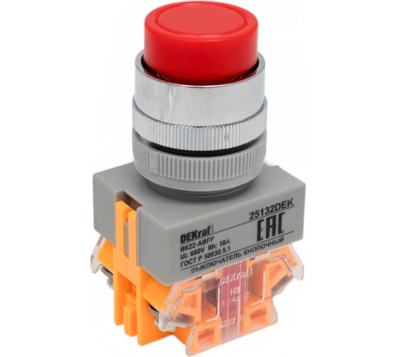 Изображение товара Кнопочный выключатель Dekraft ВК22-ABFP-RED 25132DEK