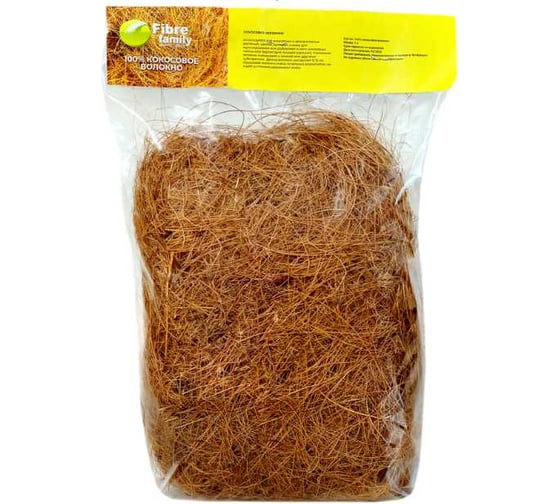 Изображение товара Кокосовое волокно FIBRE FAMILY в ПЭ пакете, не пресованное, 1 л FF/CF-1L