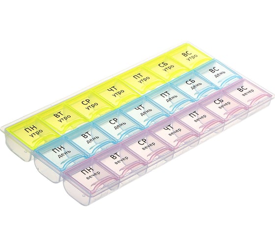 Изображение товара Бокс для таблеток VETTA 21 отсек, пластик, 21,4x10,5см 422-029