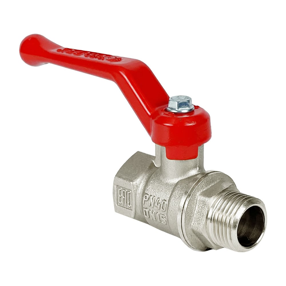 Кран шаровой Valfex N/P59 бирка для воды, 2" ВР/НР, ручка рычаг, латунный никелированный 11Б27фт1М VF.215.NR1.200.N/P59.Bir