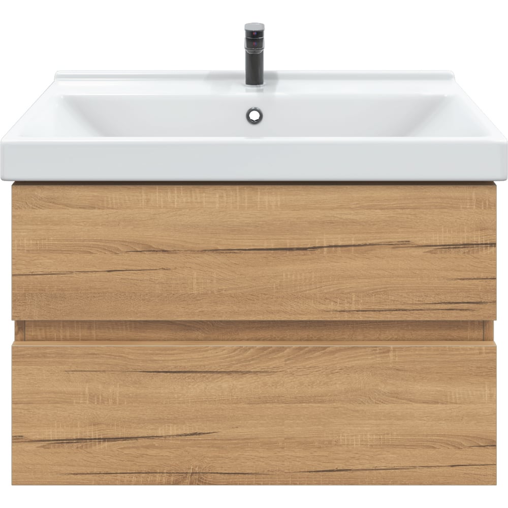 Изображение товара Тумба с раковиной в ванную RUVANN DREVA 80 с цветом Дуб вотан и современной системой хранения