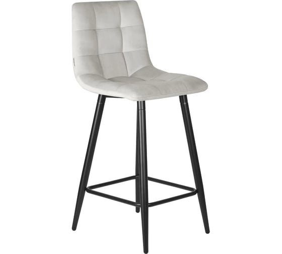 Изображение товара Стул полубарный DOBRIN OLIVIA цвет сиденья светло-серый велюр 108-52, черные матовые ножки LML-8078-1_B-M_V-108-52