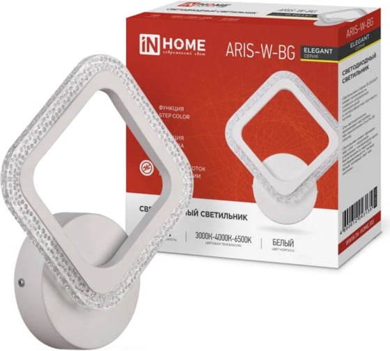 Изображение товара Светильник светодиодный IN HOME ELEGANT ARIS-W-BG 15Вт 230В 3000-6500K 1200Лм STEP COLOR белый 4690612043135