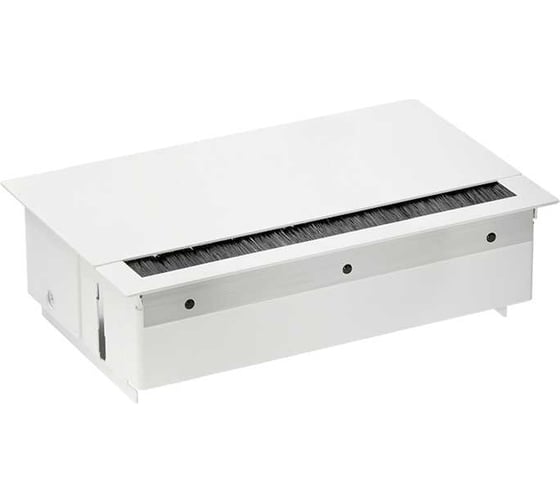 Изображение товара Врезной розеточный блок с крышкой Simon, ввод щетка, 1x2PE, 4 модуля, белый, 400 44501000-130